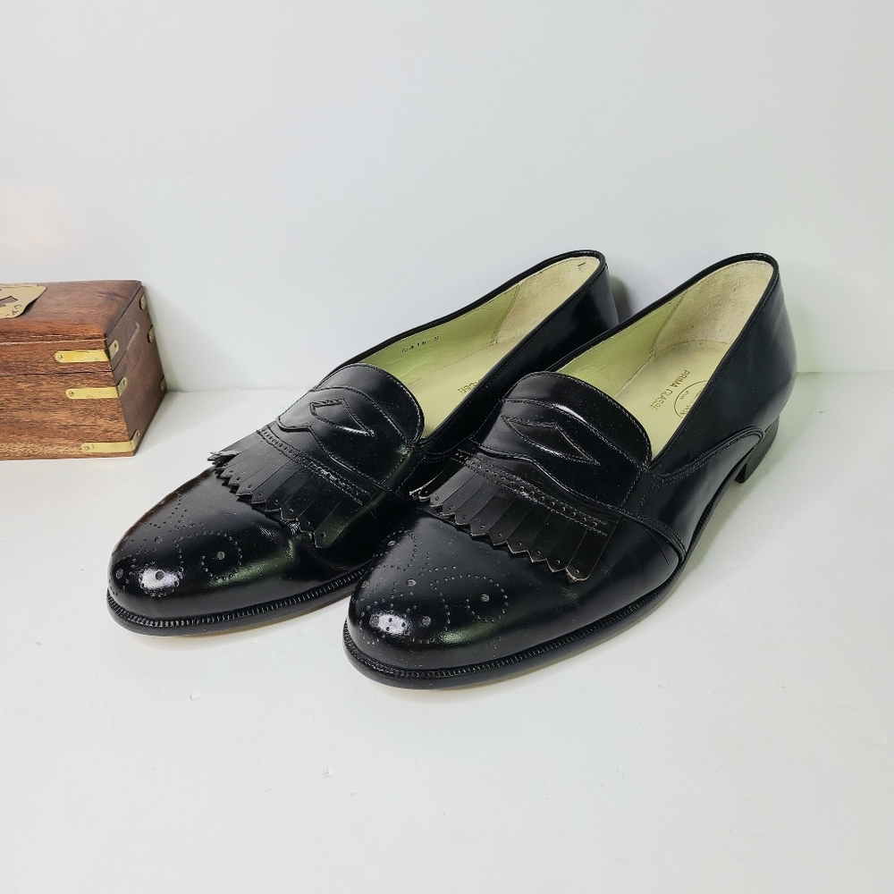 Church's Handmade Prima Classe Black Wingtip Brogue Genuine Leather Shoes